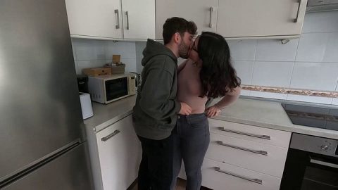 My roommate in the kitchen